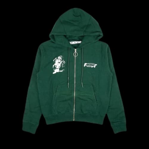 Off-White FW20 Kiss 21 Zipper Hooded Jacket Men Green