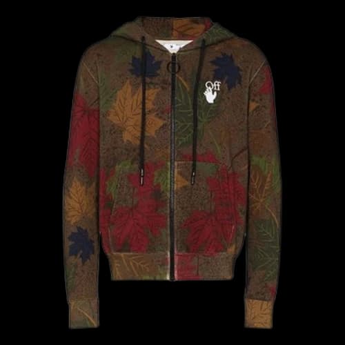 Off-White FW20 Leaf Camouflage Applique Hooded Sweater Men's Khaki/Green