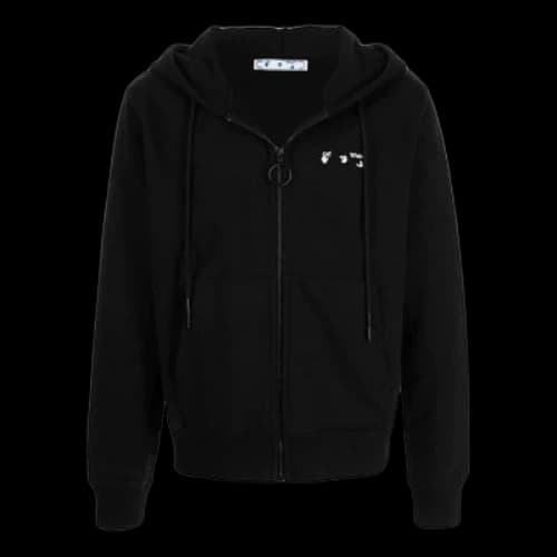 Off-White FW22 Logo Printing Zipper Hooded Long Sleeves Version Black