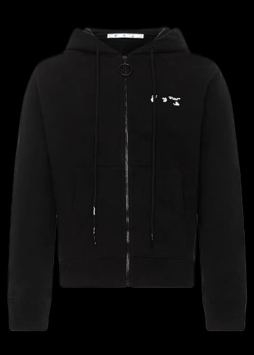 OFF-WHITE Drowning Man Logo Zip Up Hoodie Black