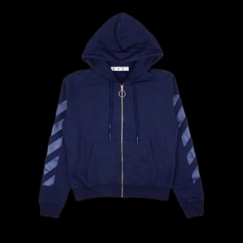 Off-White Rubber Arrow Slim Zip Hoodie 'Blue'