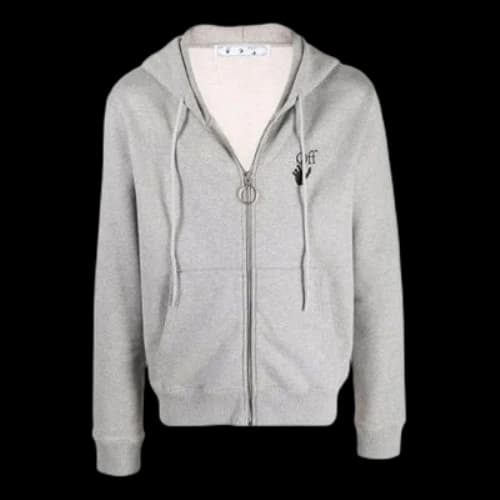 Off-White FW21 Logo Printing Zipper Ordinary Version Gray