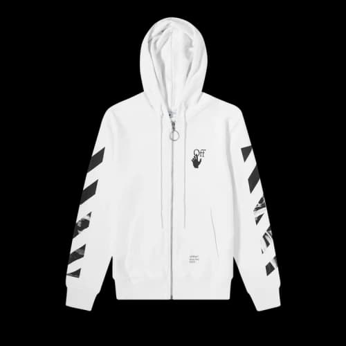 Off-White Carav Arrow Slim Zip Hoodie 'White/Black'
