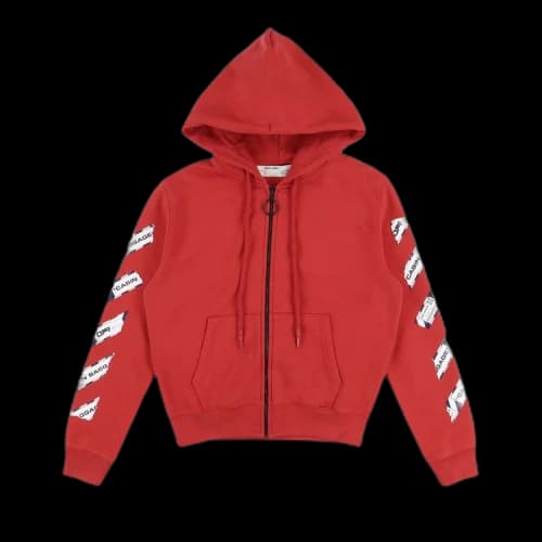 Off-White Tape Arrows Zip Hoodie 'Red'