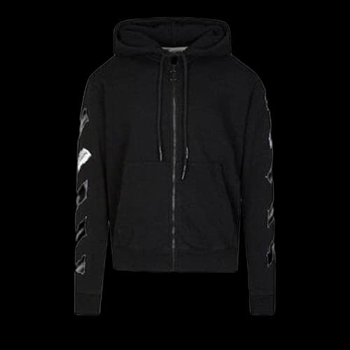 OFF-WHITE Slim Fit Airport Tape Zip Up Hoodie Black/Multi
