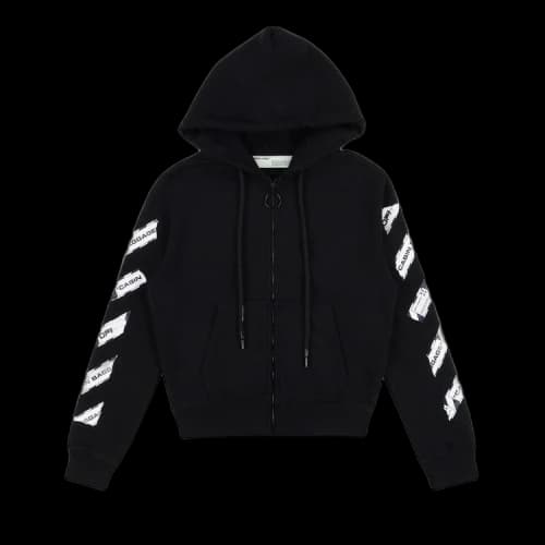 Off-White Baggage Tape Arrows Zip Hoodie 'Black'