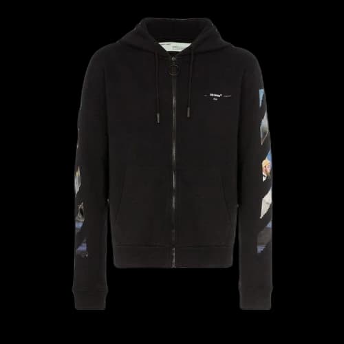 Off-White Diag Multicolour Zipped Hoodie 'Black'