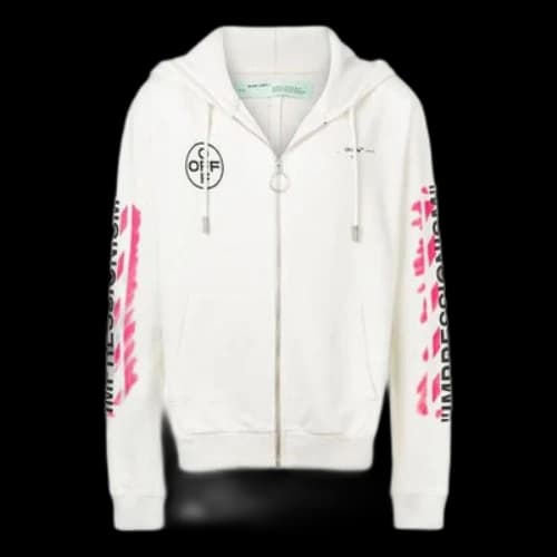 Off-White c/o virgil abloh men's white stencil diagonals zipped