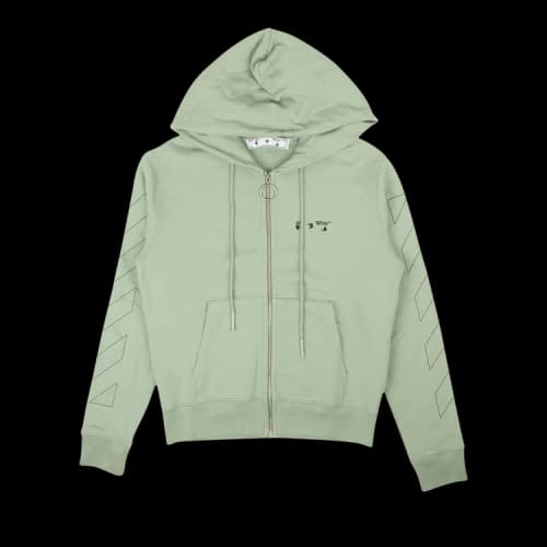 Off-White SS21 Stripe Logo Printing Hooded Jacket Green