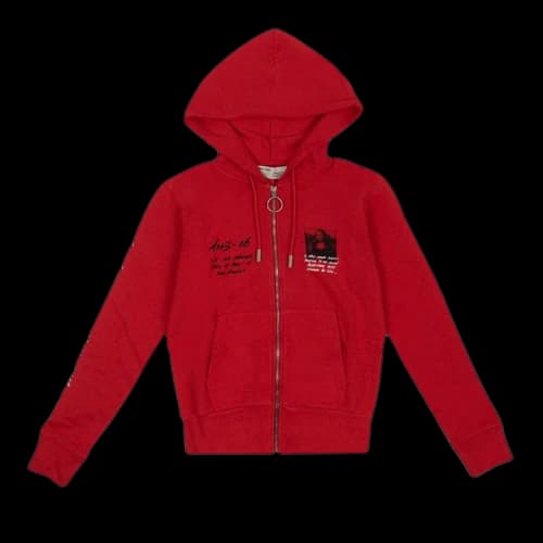 Off-White Mona Lisa Zip Up Hoodie 'Red'