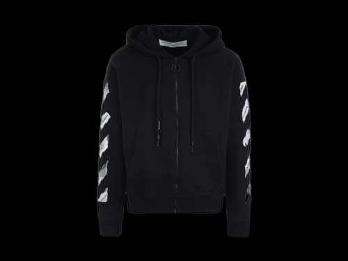 OFF-WHITE Airport Tape Zip Up Hoodie Black