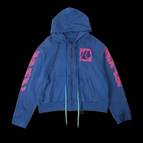 Off-White Graphic Print Zipped Hoodie 'Blue'
