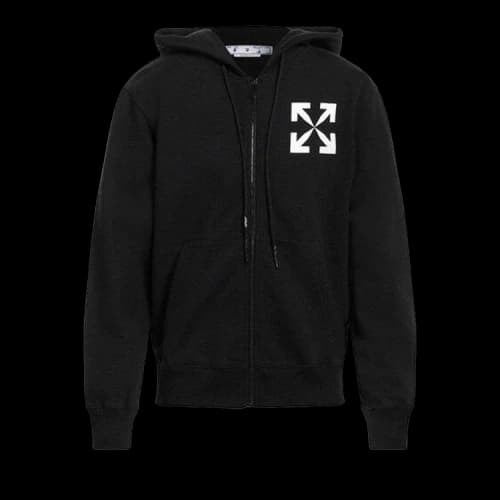 OFF-WHITE Single Arrow Slim Fit Zip-up Hoodie Black