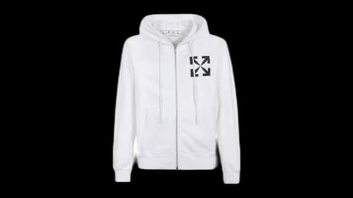 OFF-WHITE Single Arrow Slim Zip Hoodie White