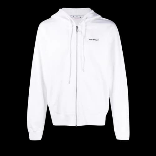 Off-White Wave Outl Diagonal Slim Zip Hoodie 'White'