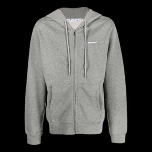 Off-White graphic-print Drawstring Hoodie 'Grey'