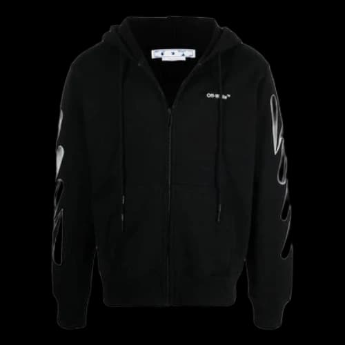 Off-White SS22 Diagonal Stripes Printing Zipper Jacket Version Black