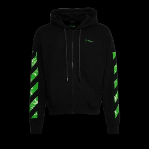 Off-White Moon Cam Arrow Zip Skate Hoodie 'Black/Green'