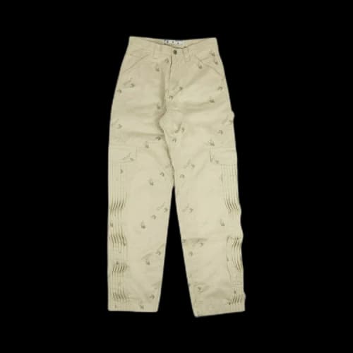 Off-White Geometry Pattern Buckle Casual Long Pants/Trousers Loose Fit White