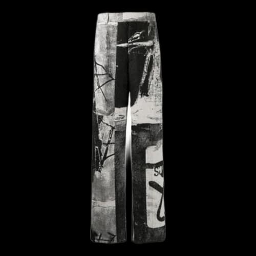 Off-White SS22 Ink High Waist Straight Casual Pants/Trousers Loose Fit