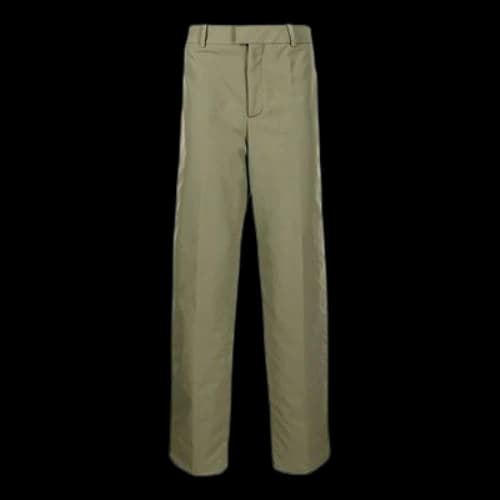 Off-White Solid Color Straight Casual Pants/Trousers Loose Fit Green