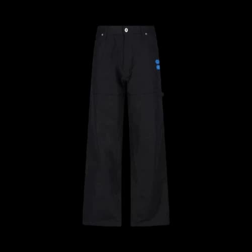 Off-White SS22 Solid Color Cargo Straight-Leg Casual Pants/Trousers Black