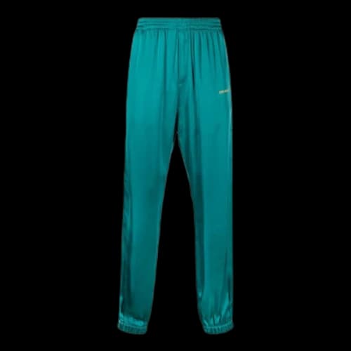 Off-White FW22 Satin Elastic Waistband Bundle Feet Sports Pants/Trousers/Joggers Version Green