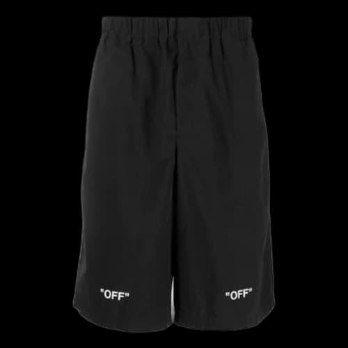Off-White FW22 Solid Color Logo Printing Elastic Waistband Shorts Version Black