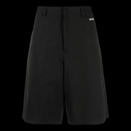 Off-White FW22 Solid Color Pattern Printing Straight Shorts Black
