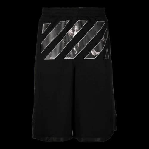 Off-White Twill Printing Pants Waist Straight Shorts Black