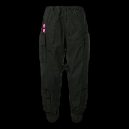 Off-White Solid Color Cargo Pocket Sports Pants/Trousers/Joggers Loose Fit Black