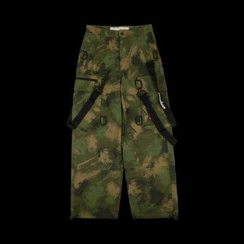 Off-White SS22 Pattern Printing Cargo Casual Pants/Trousers Loose Fit Green