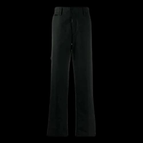 Off-White Multiple Pockets Straight Solid Color Casual Long Pants/Trousers Black