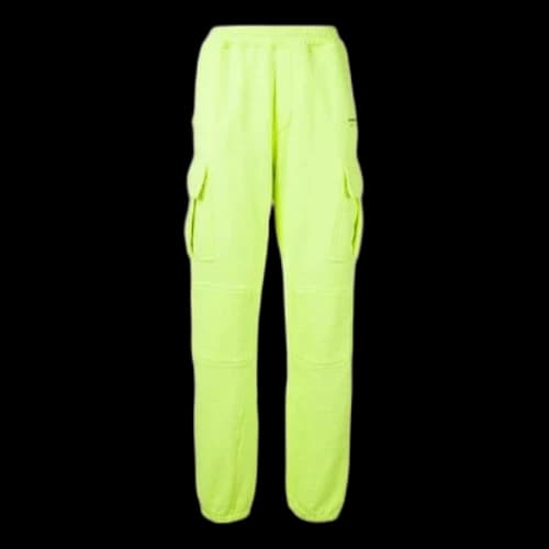 Off-White Cargo Pocket Elastic Waistband Sports Pants/Trousers/Joggers Fluorescent Green