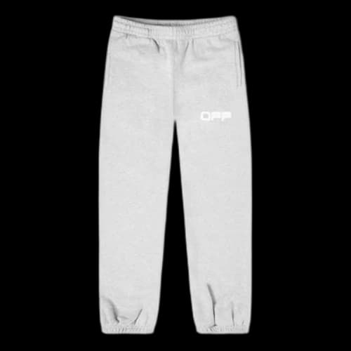 Off-White Rubber Strap Printing Sports Pants Ordinary Version Gray