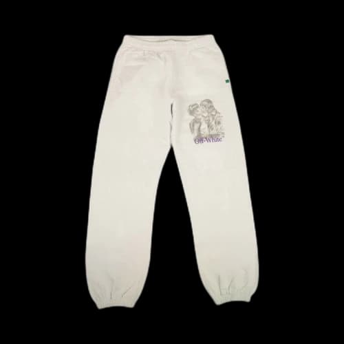Off-White Logo Printing Sports Long Pants White