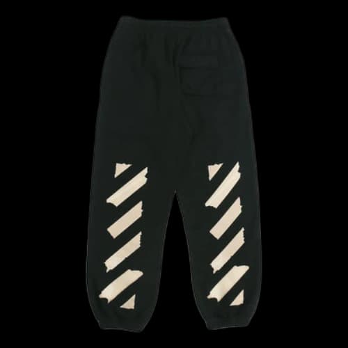 Off-White Black Gold Rubber Strap Stripe Sports Pants Black