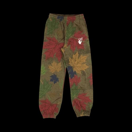 Off-White FW20 Leaf Applique Close-fitting Sports Pants Men's Khaki/Green