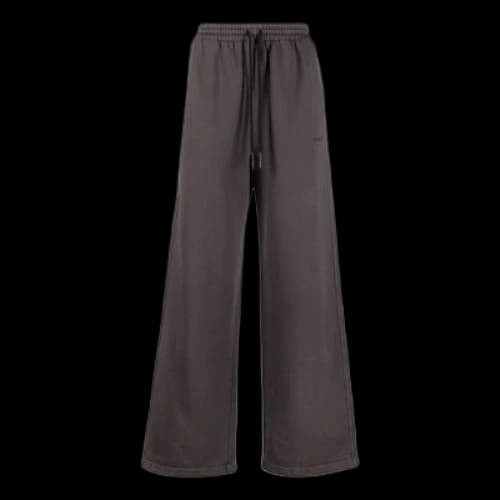 Off-White Solid Color Stripe Printing Loose Straight Sports Pants/Trousers/Joggers Gray