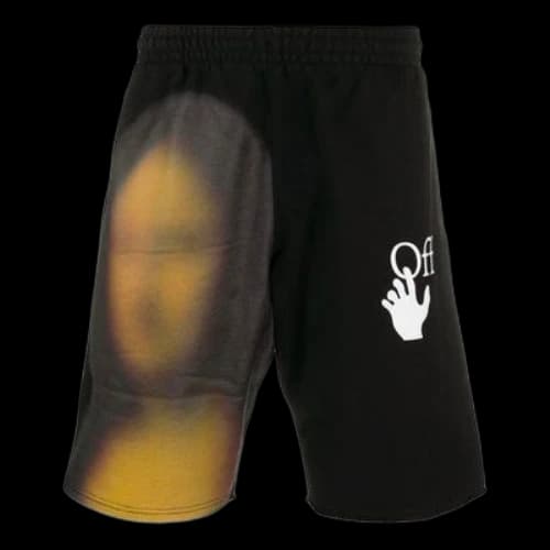 Off-White Mona Lisa Applique Sports Shorts Men's Black