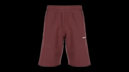 OFF-WHITE Diag Helvetica Burgundy Shorts Red