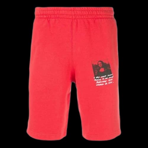 Off-White Men's Mona Lisa Printed Track Shorts Red