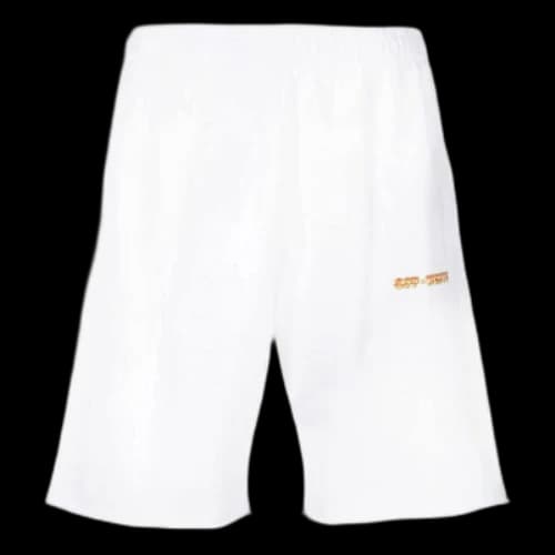 Off-White Solid Color Logo Printing Pattern Elastic Waistband Straight Shorts White