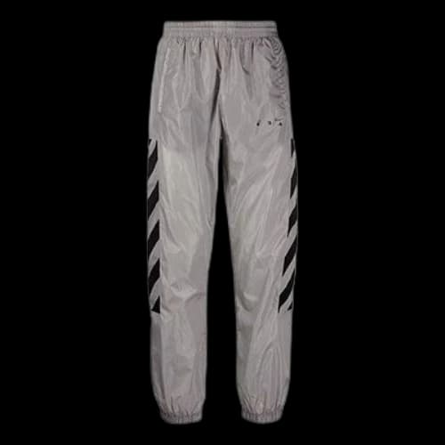Off-White SS21 Logo Printing Stripe Sports Long Pants light grey
