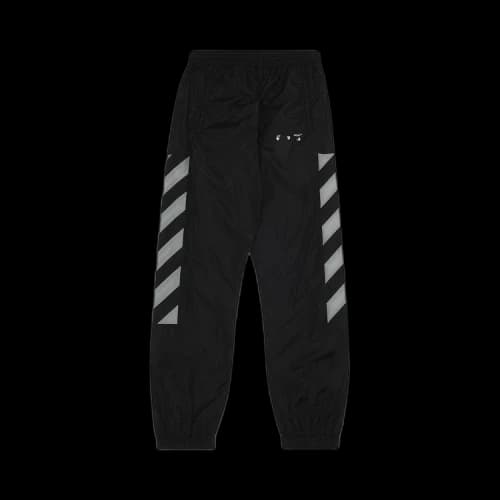 Off-White SS21 Side Stripe Printing Sports Pants Black