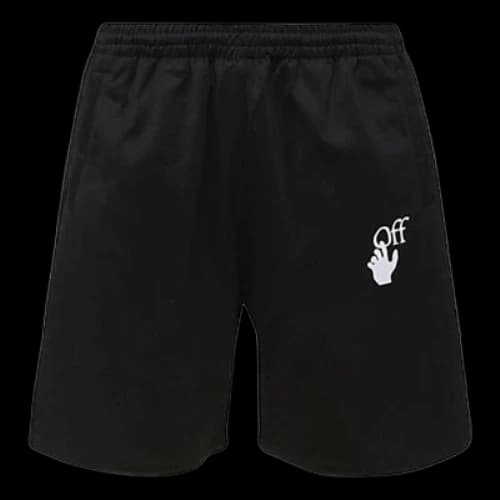 Off-White SS22 Solid Color Logo Printing Elastic Waistband Straight Shorts Ordinary Version Black