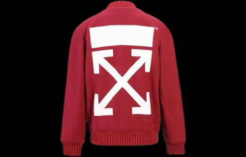 Off-White Sleeve Knit Jacket Loose Fit Red