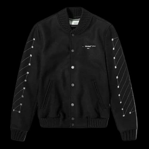 Off-White Chevron Varsity Baseball Jacket Men Black