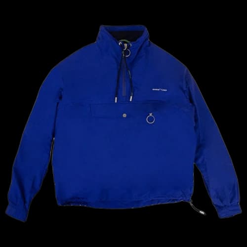 Off-White Nylon Drawstring Alphabet Logo Sports Pullover Jacket Blue