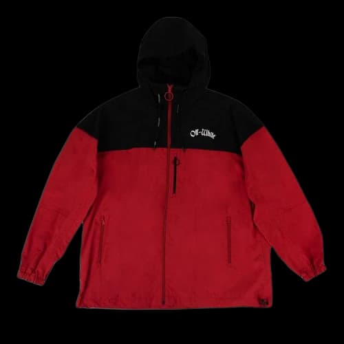Off-White SS19 Mens Logo Hooded Windbreaker Jacket 'Red Black'